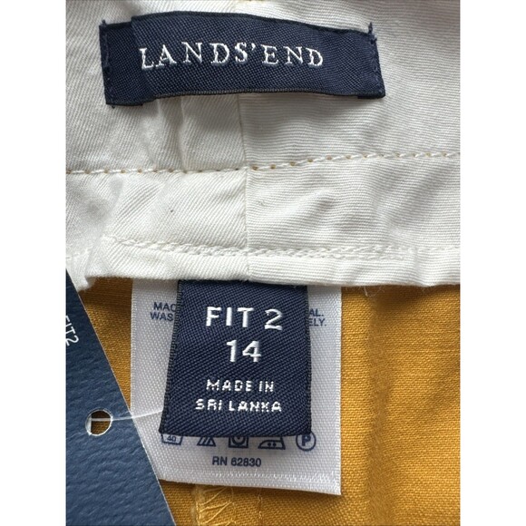 NWT Womens Lands End Cropped Straight Leg Pants Mustard Stretch Preppy Dressy 14 - Picture 6 of 12